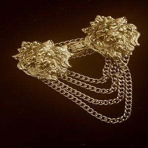 Lion cloak clasp with chain